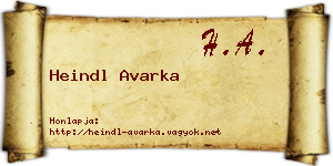 Heindl Avarka névjegykártya